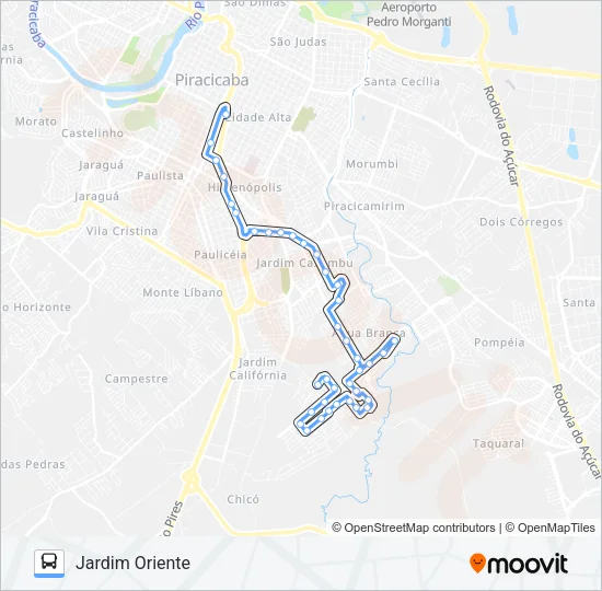 222 JARDIM ORIENTE / TCI Bus Line Map