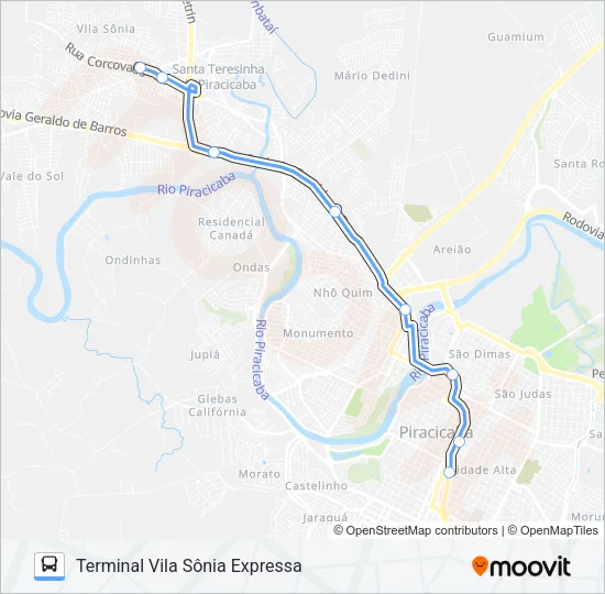 444 SÔNIA / TCI Bus Line Map