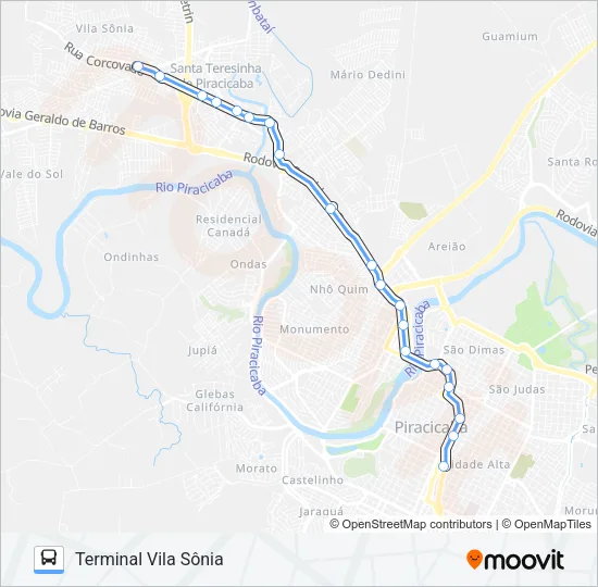 444 SÔNIA / TCI Bus Line Map