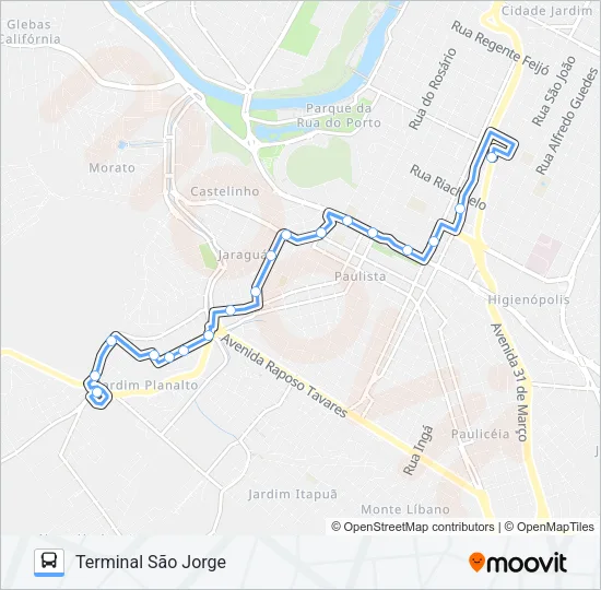 802 SÃO JORGE / TCI VIA JARDIM PLANALTO Bus Line Map