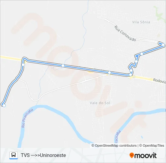 416 UNINOROESTE / TVS Bus Line Map