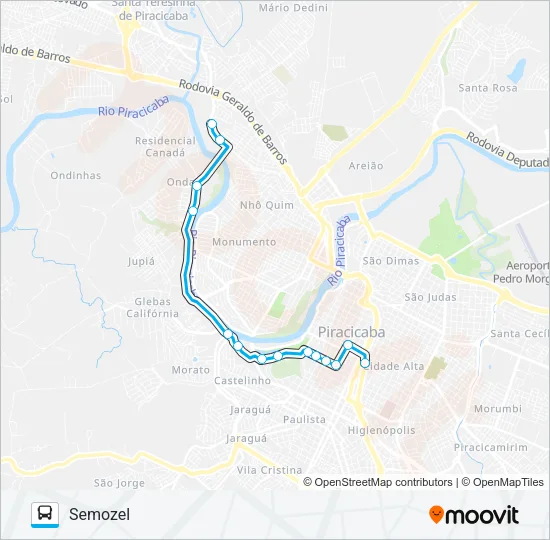 107 CRISTÓVÃO COLOMBO VIA CENTRO CÍVICO Bus Line Map