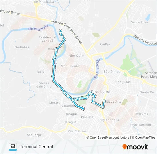 107 CRISTÓVÃO COLOMBO VIA CENTRO CÍVICO Bus Line Map