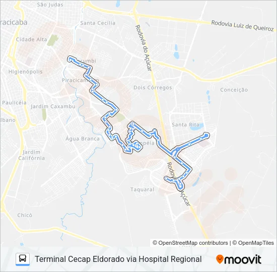 214 PARQUE CHAPADÃO VIA SOL NASCENTE - TPI / TCE Bus Line Map