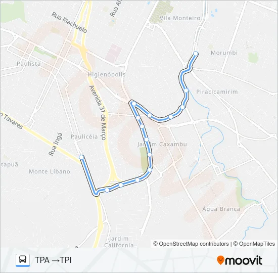 1100 PERIMETRAL - TPA/ TVS VIA TPI Bus Line Map