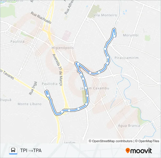 1100 PERIMETRAL - TPA/ TVS VIA TPI Bus Line Map