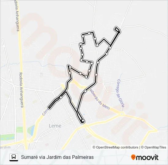 03 TERMINAL - SUMARÉ VIA JARDIM PALMEIRAS Bus Line Map
