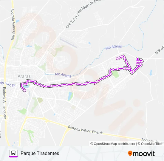 202 PARQUE TIRADENTES Bus Line Map