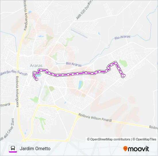 102  JOSE OMETTO Bus Line Map
