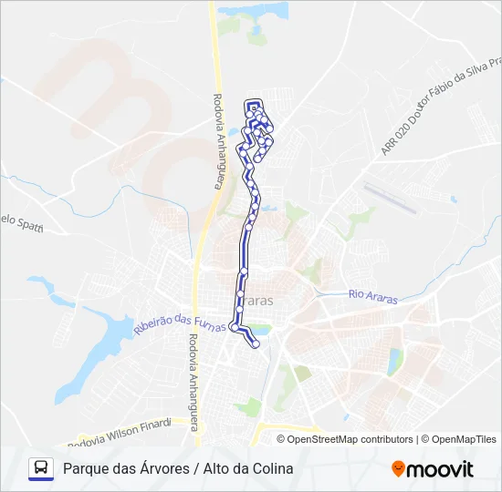 PARQUE DAS ÁRVORES / ALTO DA COLINA Bus Line Map