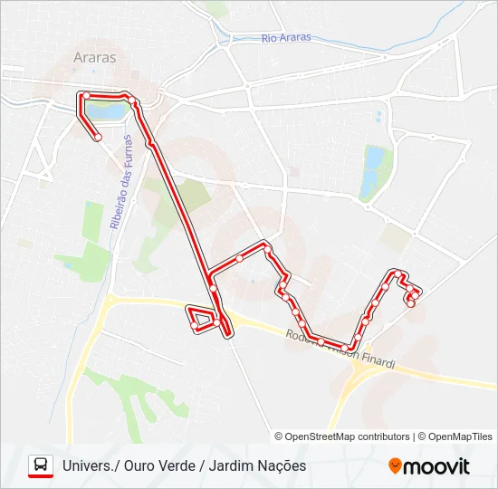 901 UNIVERS./ OURO VERDE / JARDIM NAÇÕES Bus Line Map