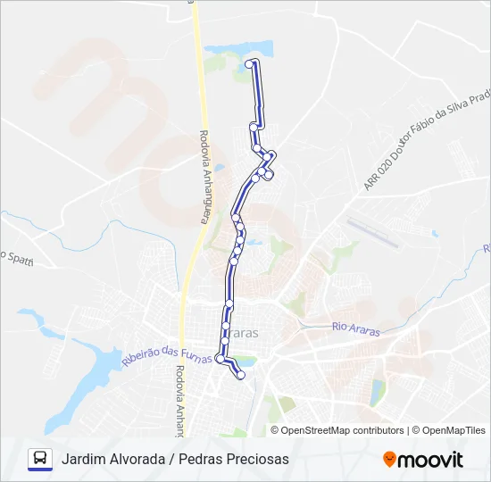501 JARDIM ALVORADA / PEDRAS PRECIOSAS Bus Line Map