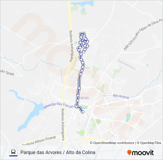 402 PARQUE DAS ARVORES / ALTO DA COLINA Bus Line Map
