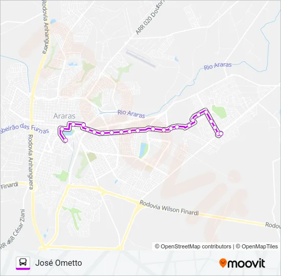104 JOSÉ OMETTO - REFORÇO Bus Line Map