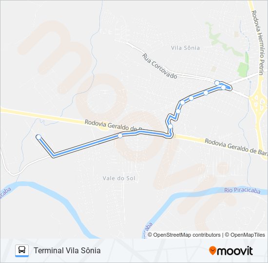 Mapa da linha 0415 VIDA NOVA - TERMINAL VILA SÔNIA de ônibus