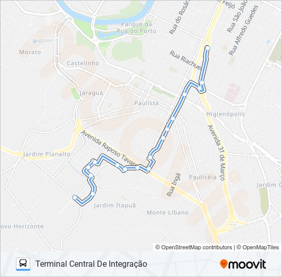 Mapa da linha 0324 JARDIM GLÓRIA de ônibus