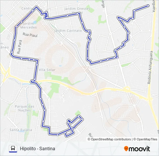 08C SANTINA - PARQUE HIPÓLITO VIA SANTA CASA Bus Line Map
