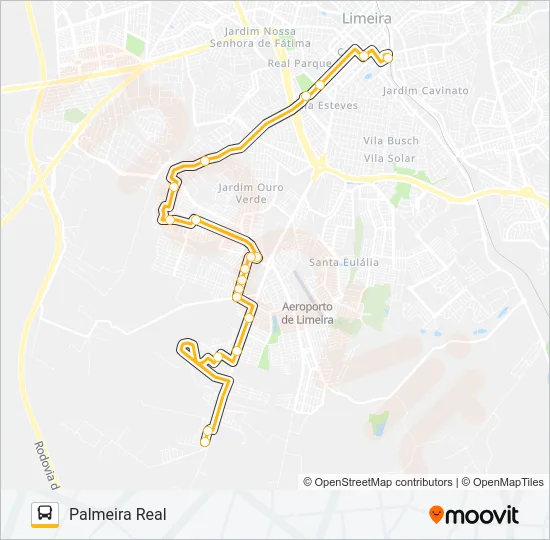 400 (RAPIDÃO SUL) PALMEIRA REAL - TERMINAL CENTRAL Bus Line Map