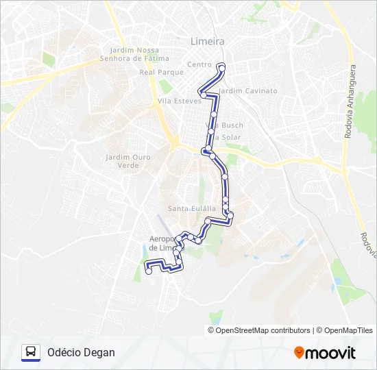 420 (RAPIDÃO SUL II) ODÉCIO DEGAN - TERMINAL CENTRAL Bus Line Map