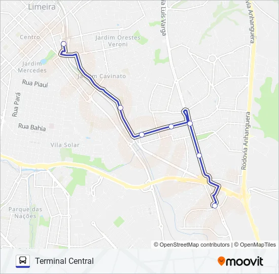 440 (RAPIDÃO LESTE II) CAMPO NOVO - TERMINAL CENTRAL Bus Line Map