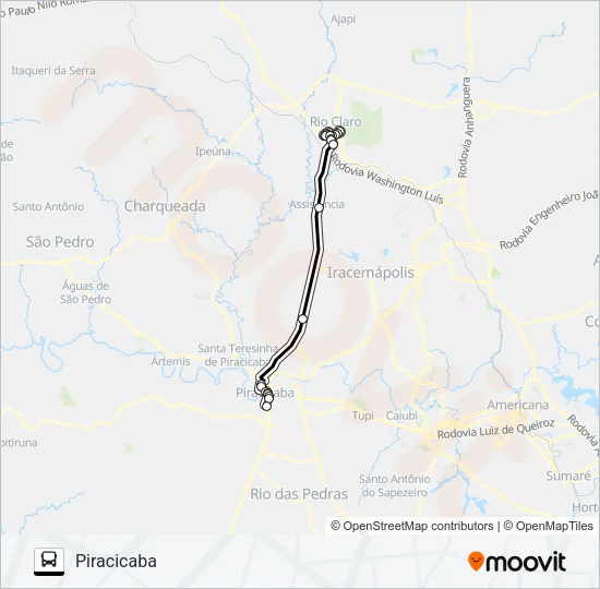 PIRACICABA - RIO CLARO Bus Line Map