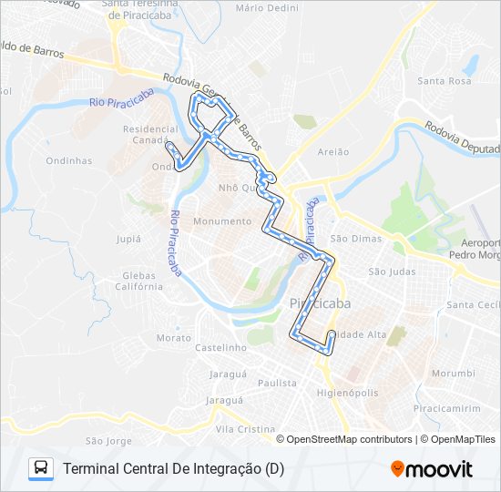 Mapa da linha 0106 ALGODOAL de ônibus