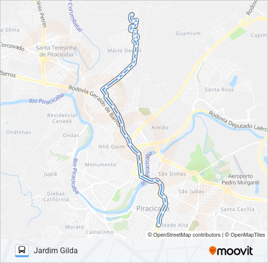 Mapa da linha 0124 JARDIM GILDA de 