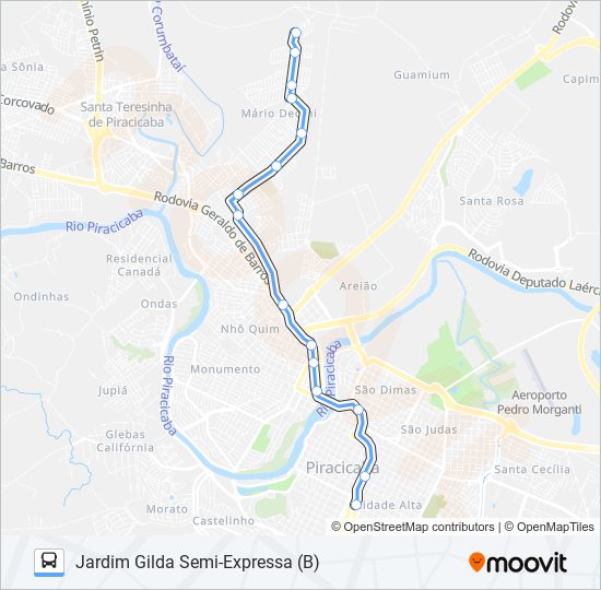 Mapa da linha 0124 JARDIM GILDA de ônibus