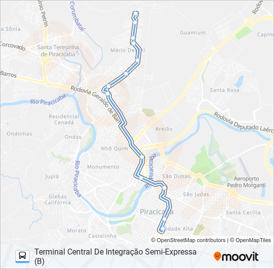 Mapa da linha 0124 JARDIM GILDA de 