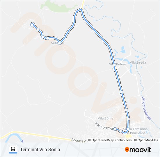 Mapa da linha 0412 SANTA OLÍMPIA de ônibus