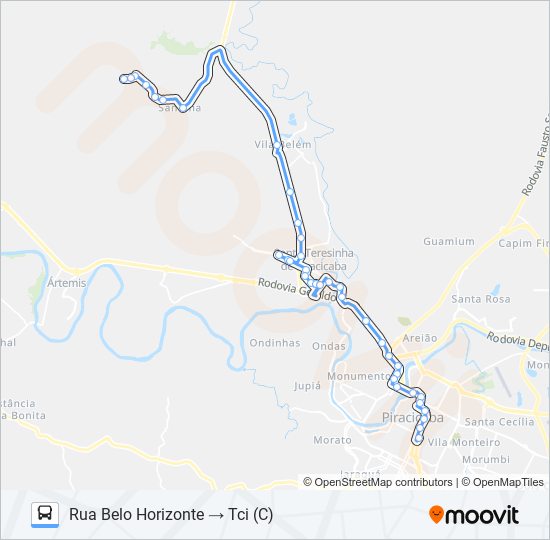 Mapa da linha 0412 SANTA OLÍMPIA de ônibus