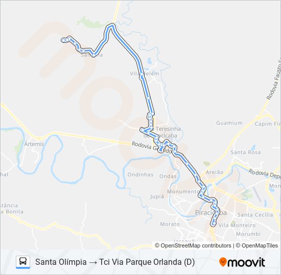 Mapa da linha 0412 SANTA OLÍMPIA de ônibus