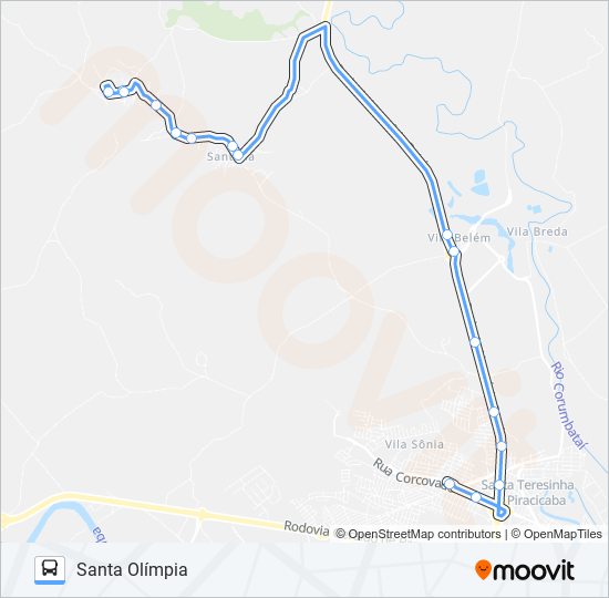 Mapa da linha 0412 SANTA OLÍMPIA de ônibus