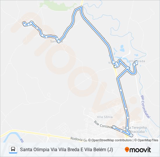 Mapa da linha 0412 SANTA OLÍMPIA de ônibus