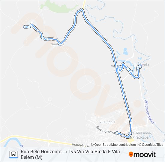 Mapa da linha 0412 SANTA OLÍMPIA de ônibus