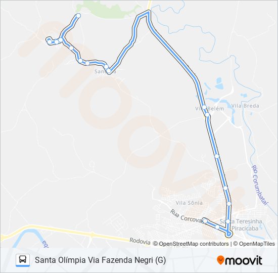 Mapa da linha 0412 SANTA OLÍMPIA de ônibus