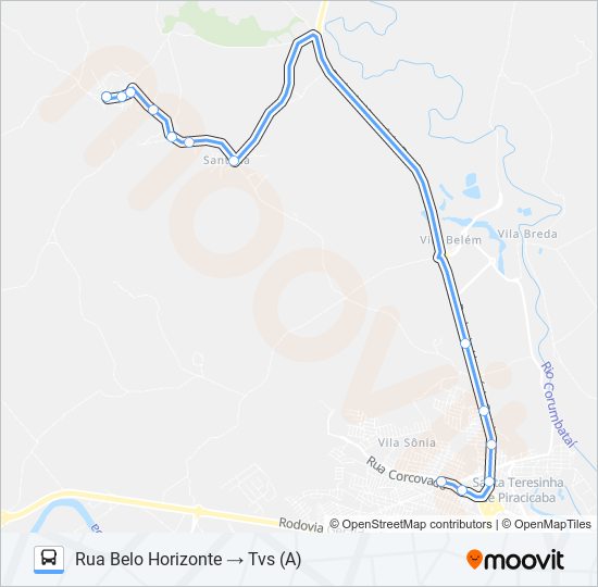 Mapa da linha 0412 SANTA OLÍMPIA de ônibus