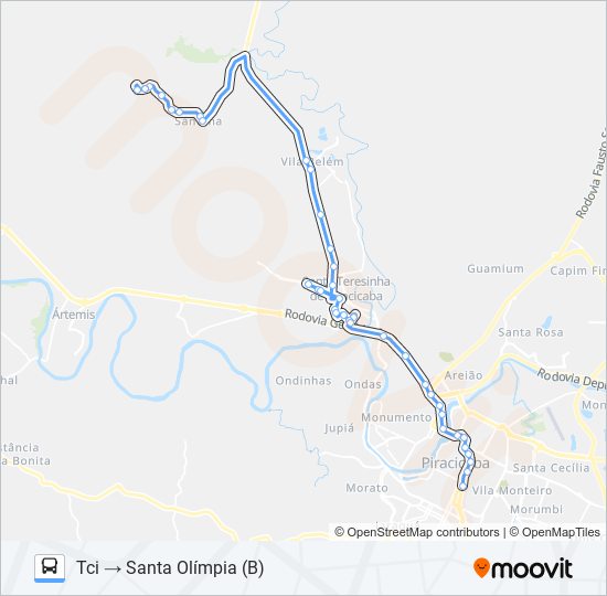 Mapa da linha 0412 SANTA OLÍMPIA de ônibus