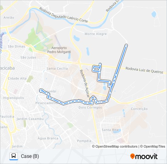 Mapa da linha 0211 UNILESTE / TPI de ônibus