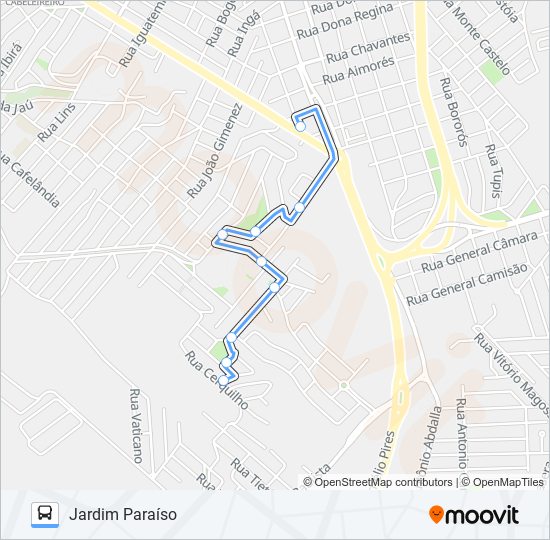 Mapa da linha 0317 JARDIM PARAÍSO de ônibus