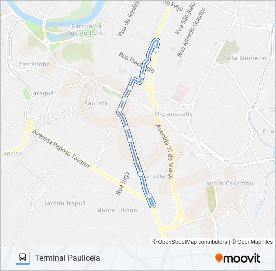 Mapa de 0301 PAULICÉIA / TCI de autobús