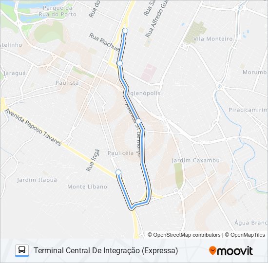 Mapa de 0301 PAULICÉIA / TCI de autobús