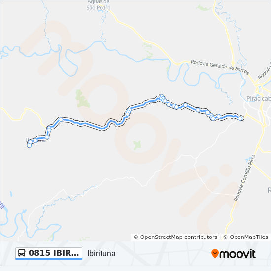 Mapa da linha 0815 IBIRITUNA / TSJ de ônibus