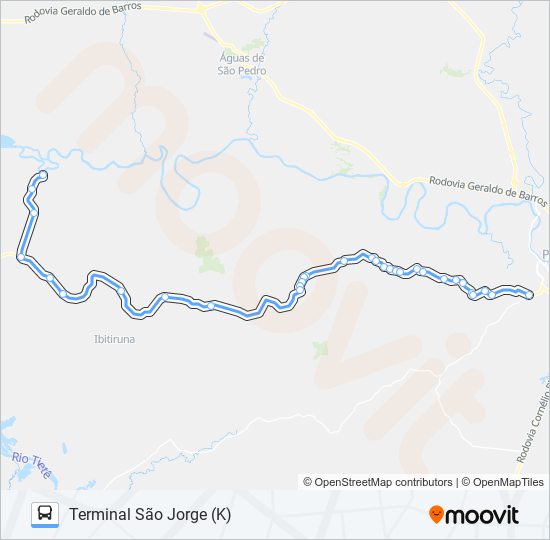 Mapa da linha 0815 IBIRITUNA / TSJ de ônibus