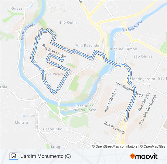 Mapa de 0101 JARDIM MONUMENTO de autobús