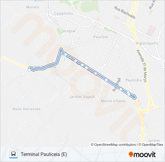 Mapa da linha 0816 NOVA SUÍÇA / TSJ de 