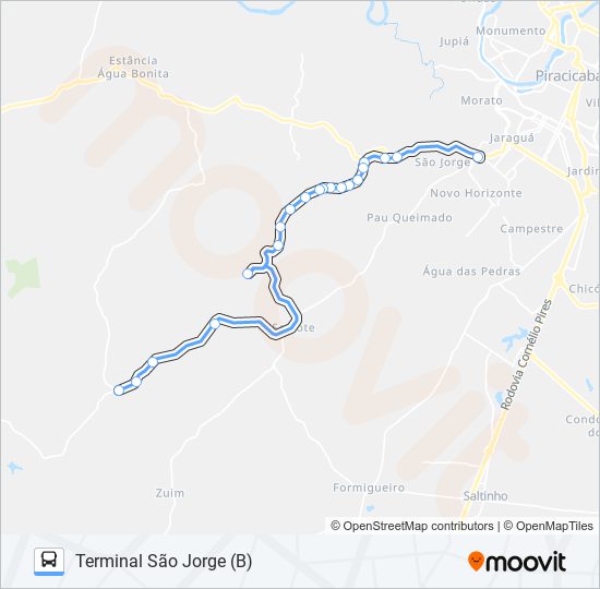 Mapa da linha 0816 NOVA SUÍÇA / TSJ de 