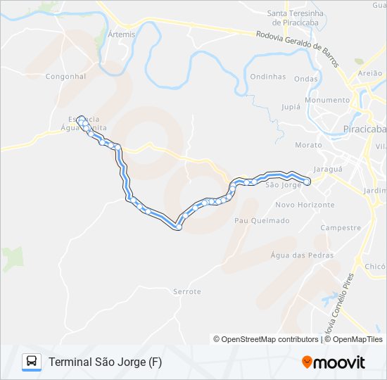 Mapa da linha 0816 NOVA SUÍÇA / TSJ de 
