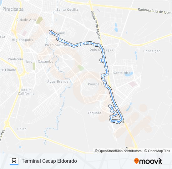 Mapa de 0202 ELDORADO / UNIMEP de autobús