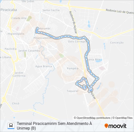 Mapa de 0202 ELDORADO / UNIMEP de autobús